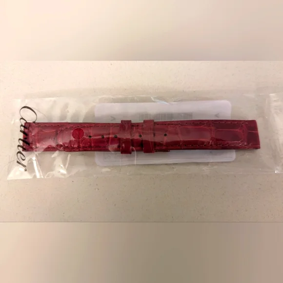 Cartier alligator red watch band. Worn only a few times. - Picture 3 of 6